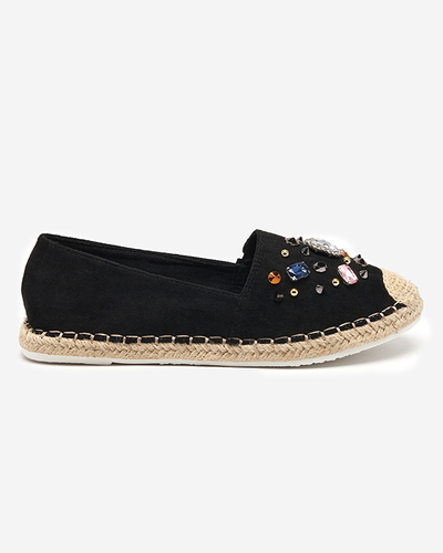 Schwarze Damen-Espadrilles aus Öko-Wildleder mit Zirkonia Mediros - Footwear