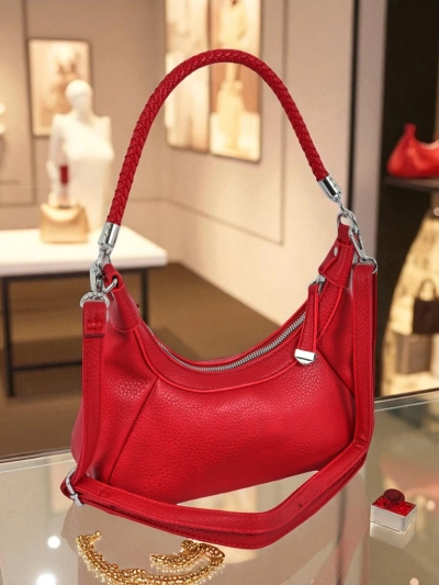 Royalfashion Kleine Damenhandtasche aus Öko-Leder mit dekorativem Riemen Lacquea