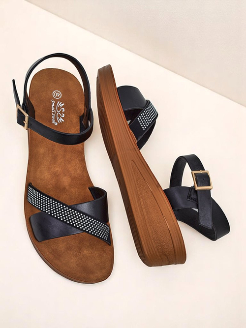 Royalfashion Жіночі босоніжки на танкетці з камінцями Allona