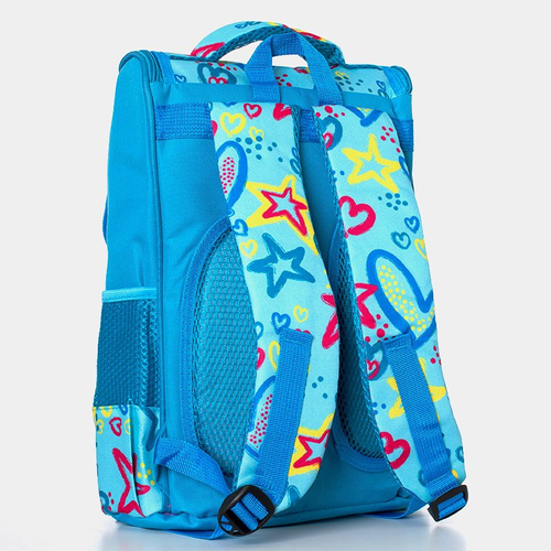 Блакитний рюкзак для дівчинки з візерунками