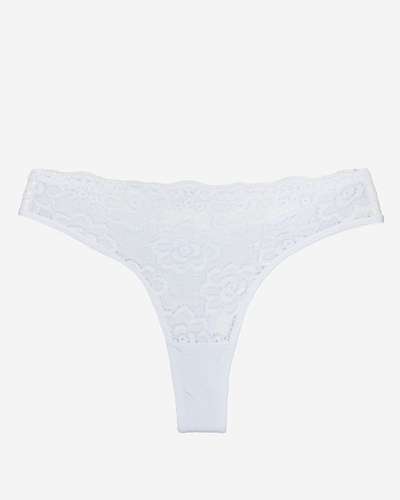 Білі одноколірні мереживні трусики жіночі, стринги - Нижня білизна