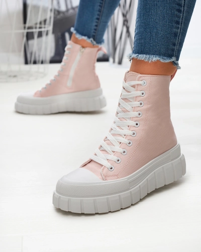 Damen Sneaker mit hohem Plateau in hellrosa Kivda- Footwear