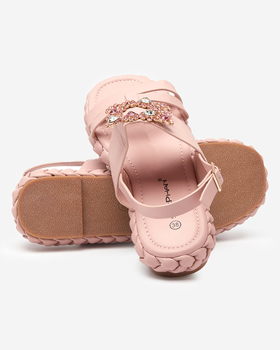 Hellrosa Damensandalen mit dekorativer Govy-Schnalle - Footwear