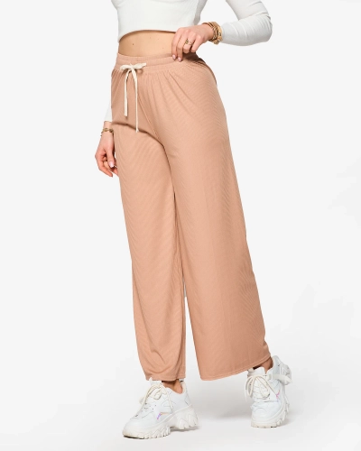 Braune, weite Palazzo-Hose mit Falten - Kleidung
