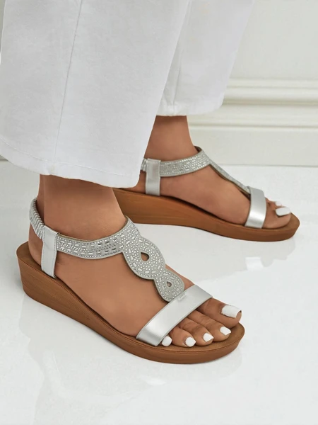 Royalfashion Damen Keilsandalen mit Zirkonia Agaya