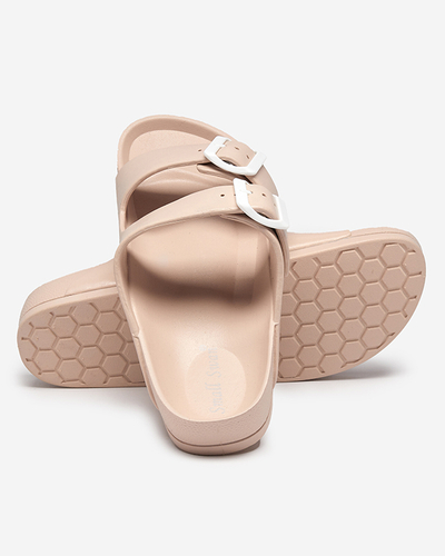 Beige Damenhausschuhe mit Schnallen. Teliwo - Footwear