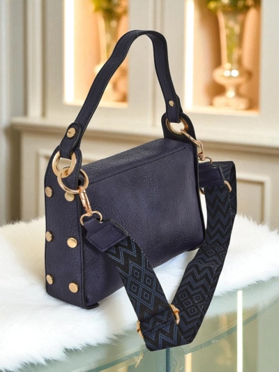 Damen Handtasche Melia Cielo – Marineblaues Öko-Leder mit Bienenmotiv