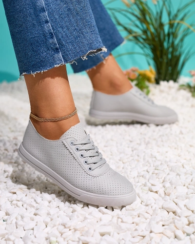 Royalfashion Grau Damen durchbrochene Tennisschuhe Salomp