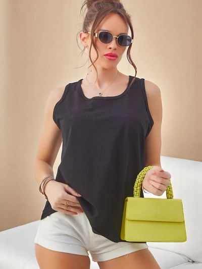 Royalfashion Damen Baumwolltanktop mit Spitzeneinsatz hinten