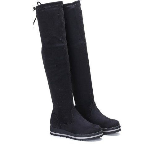 Czarne kozaki na platformie Emily - Obuwie