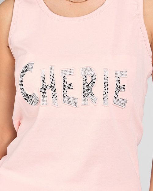 Світло-рожевий жіночий топ з написом