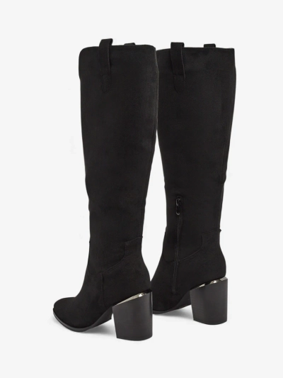 Damen Wildlederimitat Stiefel mit Blockabsatz Ferrevi