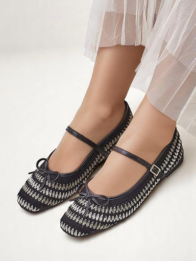 Royalfashion Damen-Ballerinas aus gewebtem Stoff mit Riemen Vanot