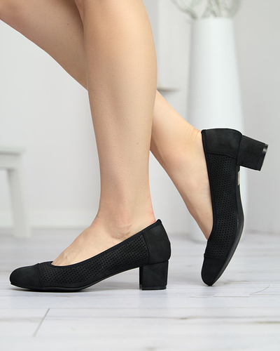 Schwarze durchbrochene Pumps auf dem Pfosten in Schwarz Pollam - Footwear