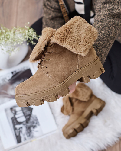 Royalfashion Hellbraune Damen-Schnürstiefel Cavenma