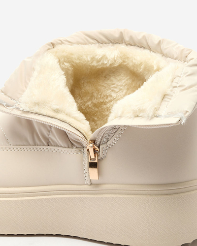 Royalfashion Damen Schlupf-Schneestiefel in cremefarben Armeda