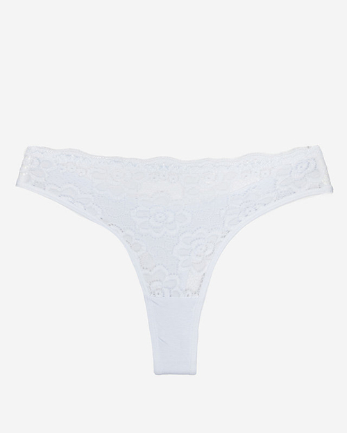 Білі одноколірні мереживні трусики жіночі, стринги - Нижня білизна