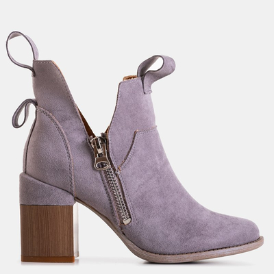 Graue Damenstiefel auf einem eckigen Pfosten Darera - Schuhe