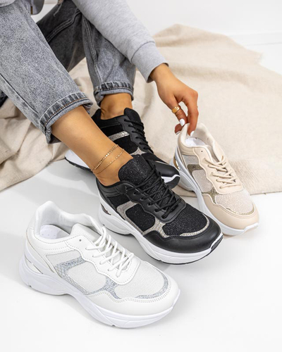 Beige Turnschuhe für Damen mit verdecktem Keilabsatz Waqsy - Footwear