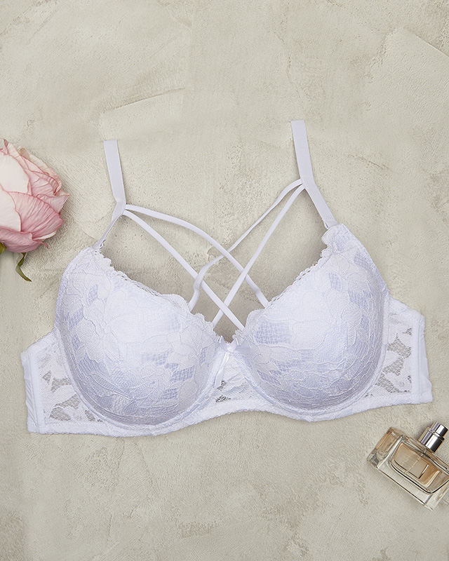 Weißer gepolsterter Damen-BH mit Trägern - Unterwäsche