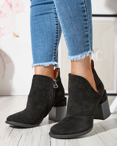 Damenstiefel am Pfosten mit Ausschnitten in Schwarz. Encura- Footwear