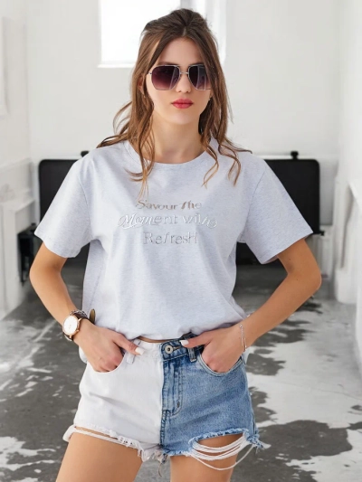 Royalfashion Damen Baumwoll-T-Shirt Genießen Sie den Moment Mit Refresh