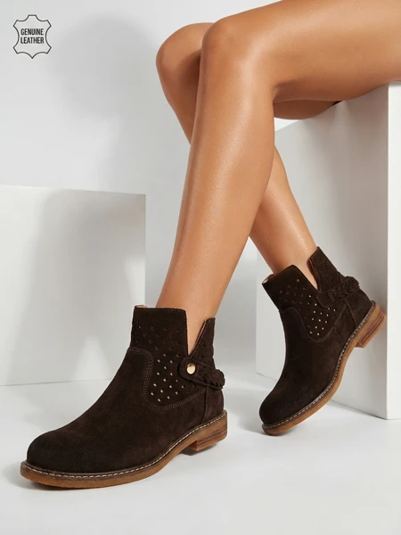 Ażurowe Damen-Stiefeletten aus Naturleder Unimi