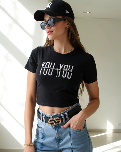 Royalfashion Damen Baumwoll-Crop-Top mit der Aufschrift