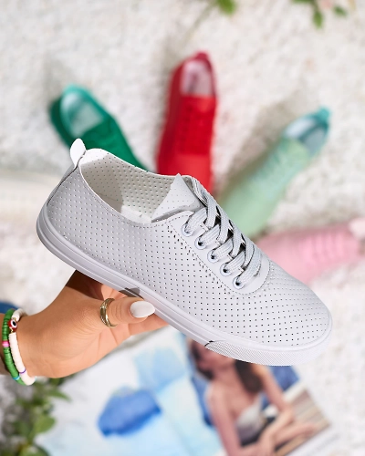 Royalfashion Сірі жіночі ажурні тенісні туфлі Salomp