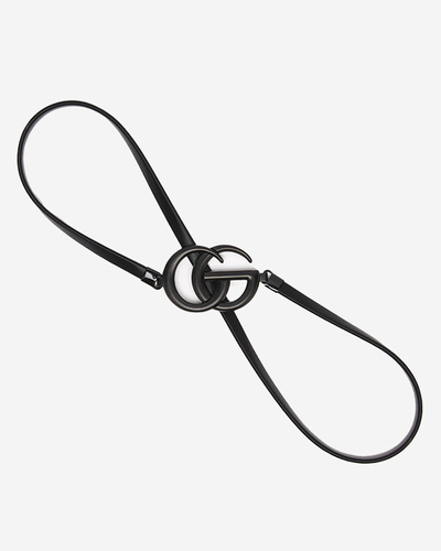 Schwarzer elastischer Damengürtel mit Clip mit Buchstaben - Accessoires