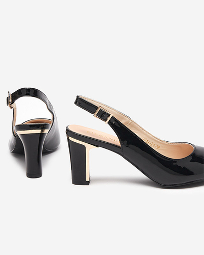 Lackierte Damensandalen auf einem Pfosten in schwarz Lafla - Schuhe