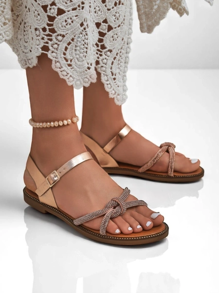 Royalfashion Damen Sandalen mit dekorativen Zirkonia Bella Shine