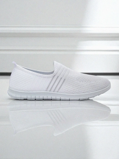 Damen Weiße Slip-Ons Stoff Callisto - leichte Schuhe für Frühling und Sommer