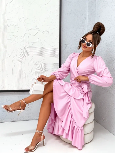 Royalfashion Gebundene Damen-Midikleid mit Rüschen