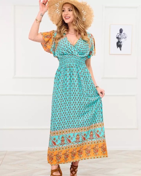 Blaues Sommer-Maxikleid - Kleidung