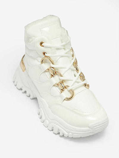 Weiße sportliche Damen-Winterstiefel a'la trappers Mertika - Footwear