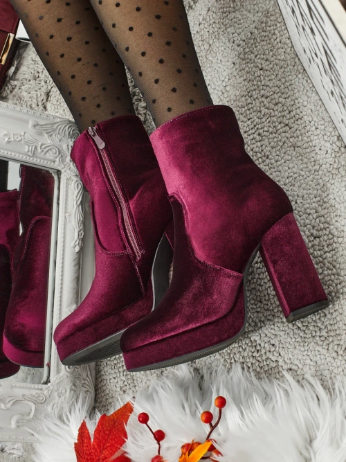 Ботильйони жіночі на підборах-стовпчику а-ля Велюр Miss