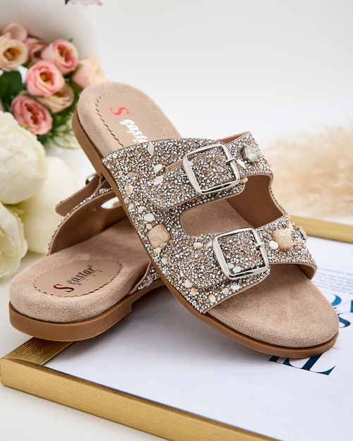 Royalfashion Жіночі шльопанці з пряжками та цирконами Monnas