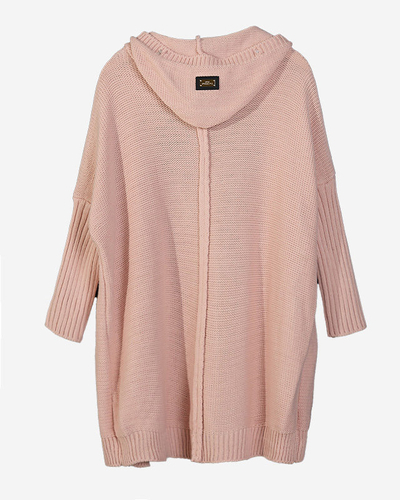 Langer Cape-Cardigan mit Kapuze in Pink für Damen - Kleidung