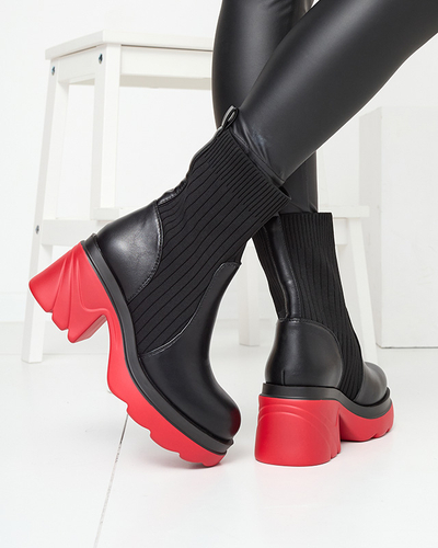 Schwarzer Damenstiefel mit roter Sohle Nerisw - Footwear