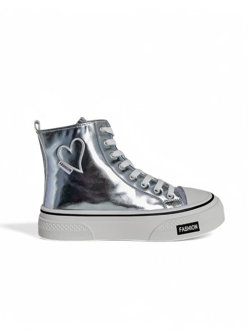 Royalfashion Високі жіночі кросівки з сердечком Срібне Серце