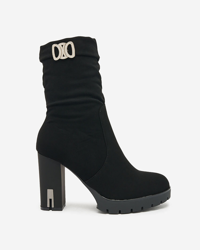 Royalfashion Matte Black Women's Beroled Stiletto Boots