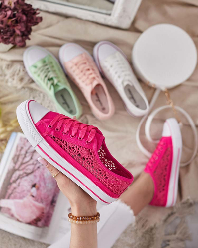 Damen Sneaker Callista Fuchsie - leichtes Gewebe, flache Sohle 2,5 cm