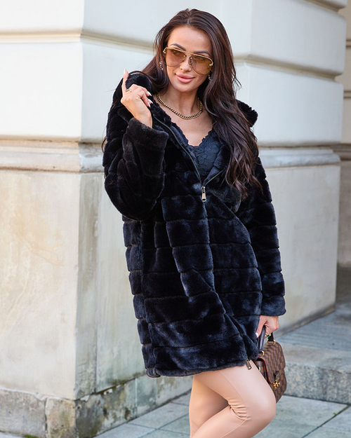 Пальто жіноче хутряне Royalfashion Black