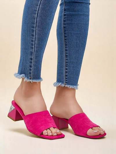 Royalfashion Damen-Slides mit dekorativen Absätzen Vollatie