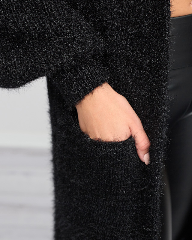 Weicher langer Cape-Pullover für Damen in Schwarz - Kleidung