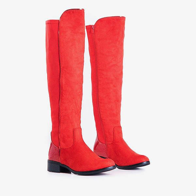 Rote Overknee-Stiefel mit flachen Absätzen von Gaglioli - Shoes
