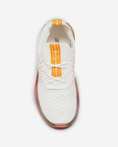 Weiße Damen-Sportschuhe mit orangefarbener Sohle Fimmi - Footwear