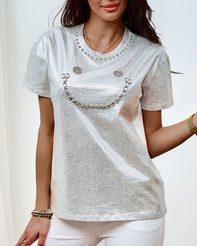 Royalfashion Damen-T-Shirt mit Zirkonen