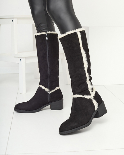 Schwarze Damenstiefel mit Fell Zerriva- Footwear